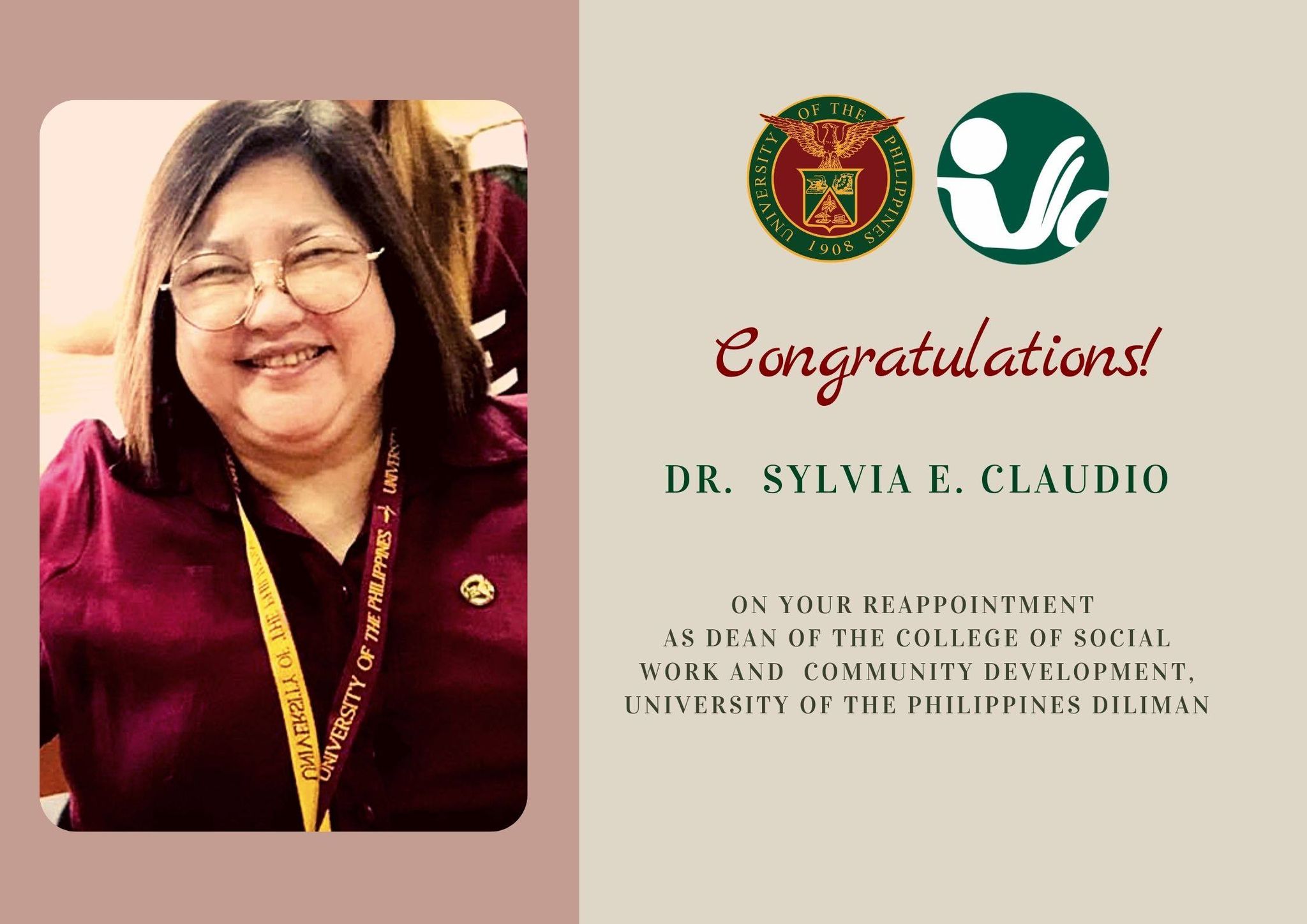 Congratulations Dr. Sylvia E. Claudio for being reappointed as CSWCD Dean