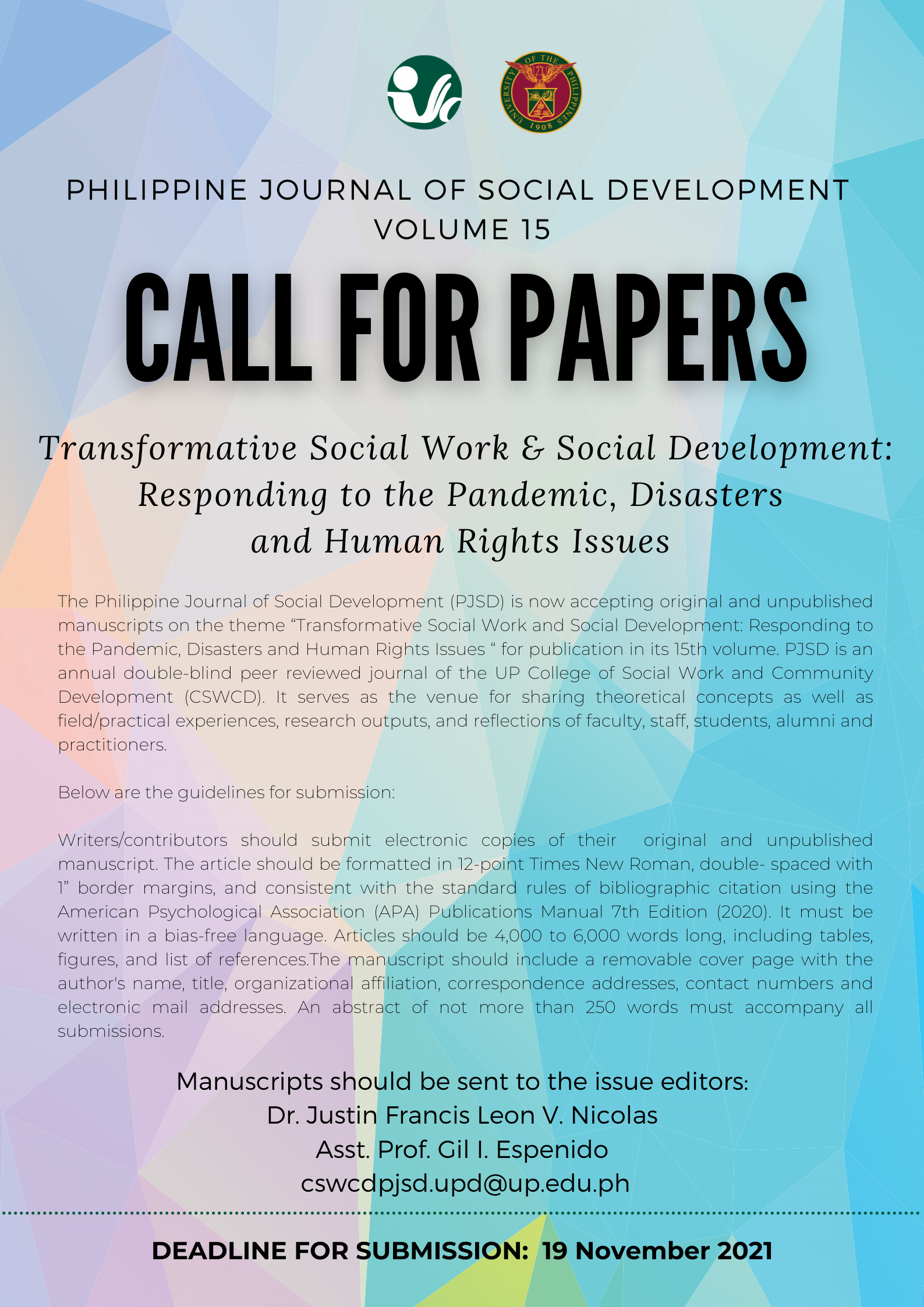 Call for Papers: Philippine Journal of Social Development Volume 15