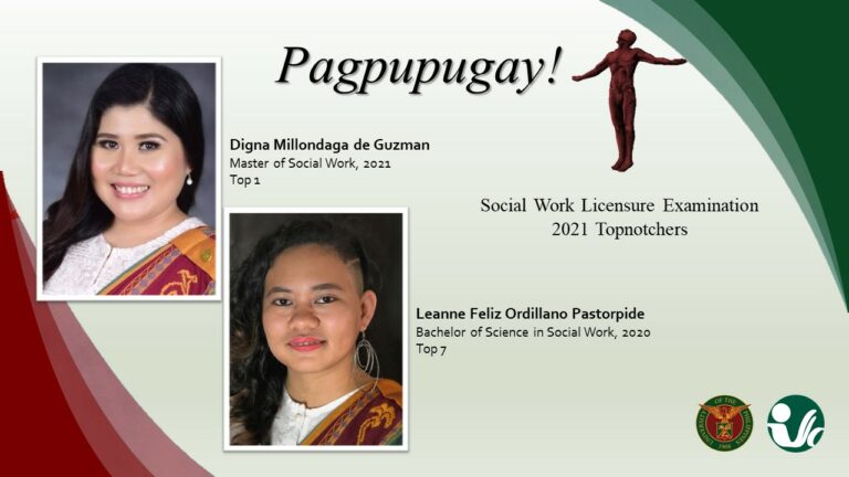 UP CSWCD congratulates its topnotchers and passers of the Social Worker Licensure Examination 2021