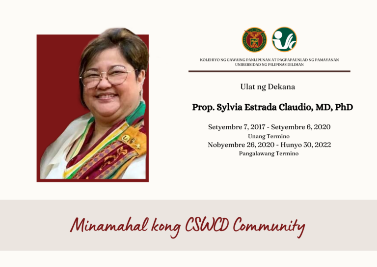 Ulat ng Dekana: Prop. Sylvia E. Claudio, MD, PhD