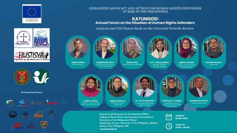 CSWCD REDO Public Forum: Katungod: Analysis and CSO Report Back on the Universal Periodic Review on Human Rights