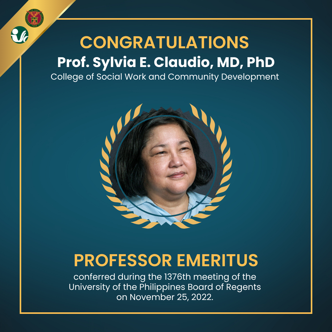 Prof. Sylvia E. Claudio conferred Professor Emeritus by the UP Board of Regents
