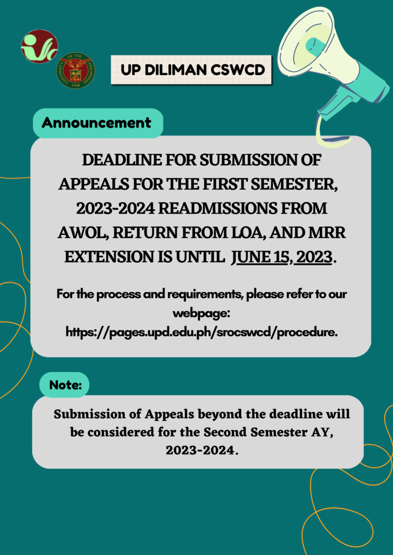 Deadline for Submission of Appeals for the First Semester AY 20232024