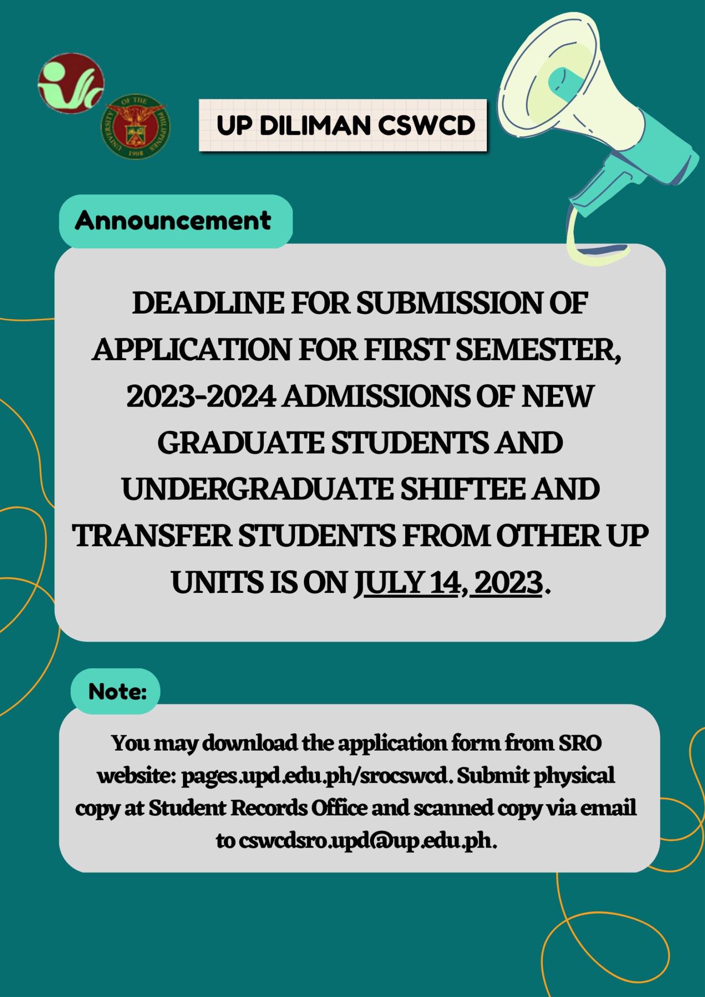 Deadline for Submission of Application for First Semester, 20232024