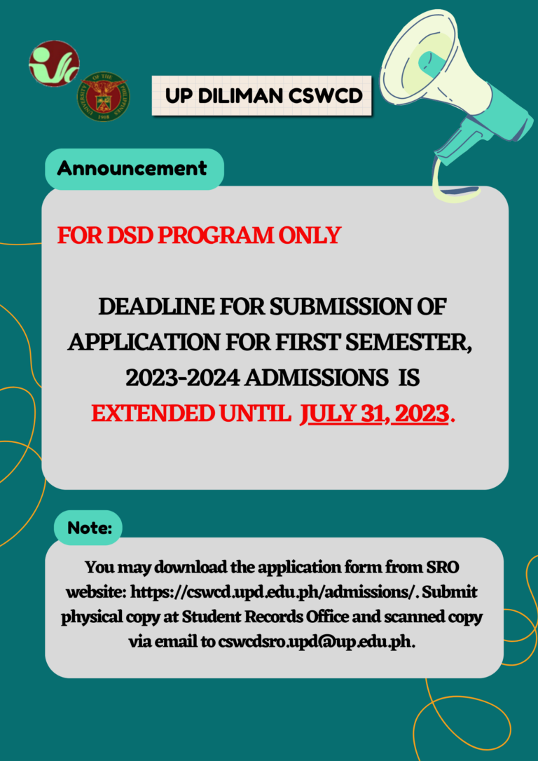 Deadline For Ext. Of Submission Of Application For First Semester 2023 2024 Admissions Of New Graduate Students And Undergraduate Shiftee And Transfer Students From Other UP Units 768x1086 