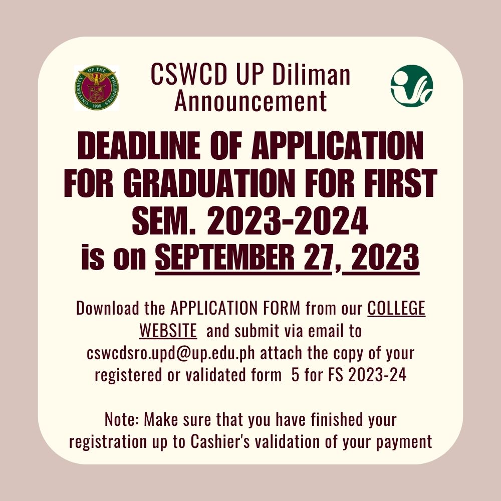 Deadline of Submission of Graduation Application for First Semester AY 2023-2024