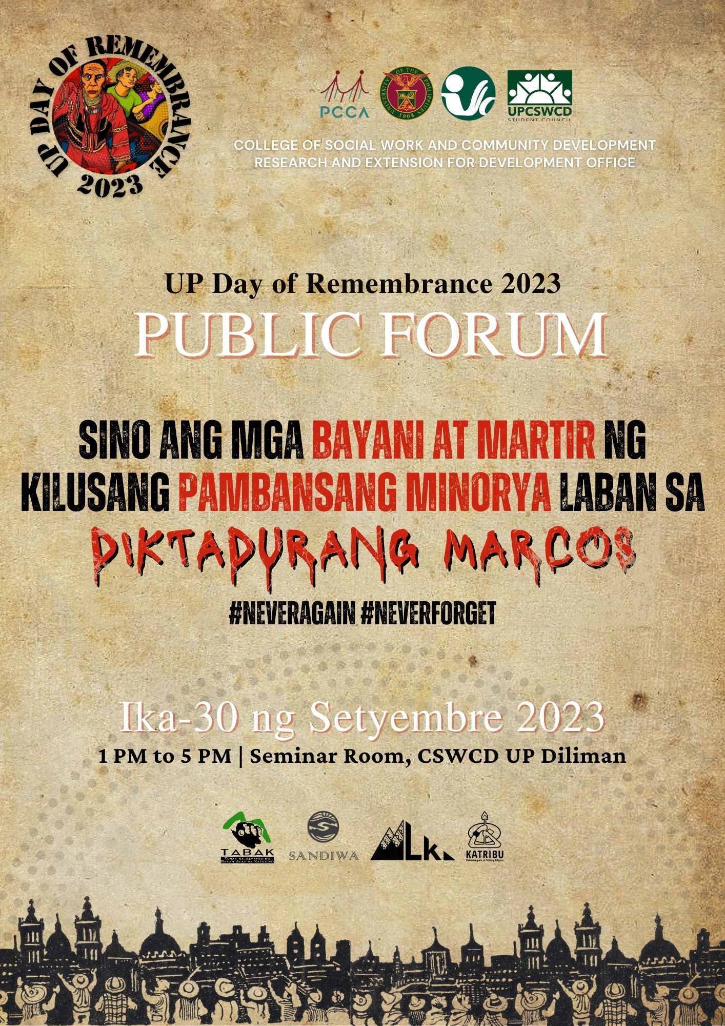 September 30, 2023 | CSWCD Day of Remembrance 2023 Public Forum: Mga Bayani at Martir ng Pambansang Minorya