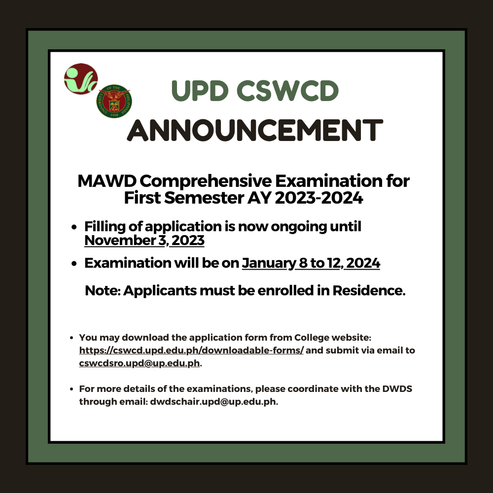 MAWD Comprehensive Examination for First Semester AY 2023-2024