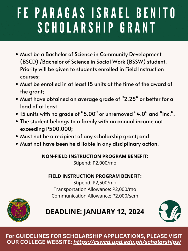 Fe Paragas Israel Benito Scholarship Grant