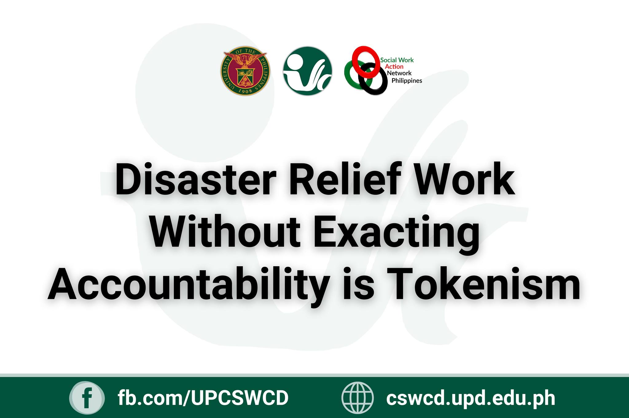 Disaster Relief Work Without Exacting Accountability is Tokenism