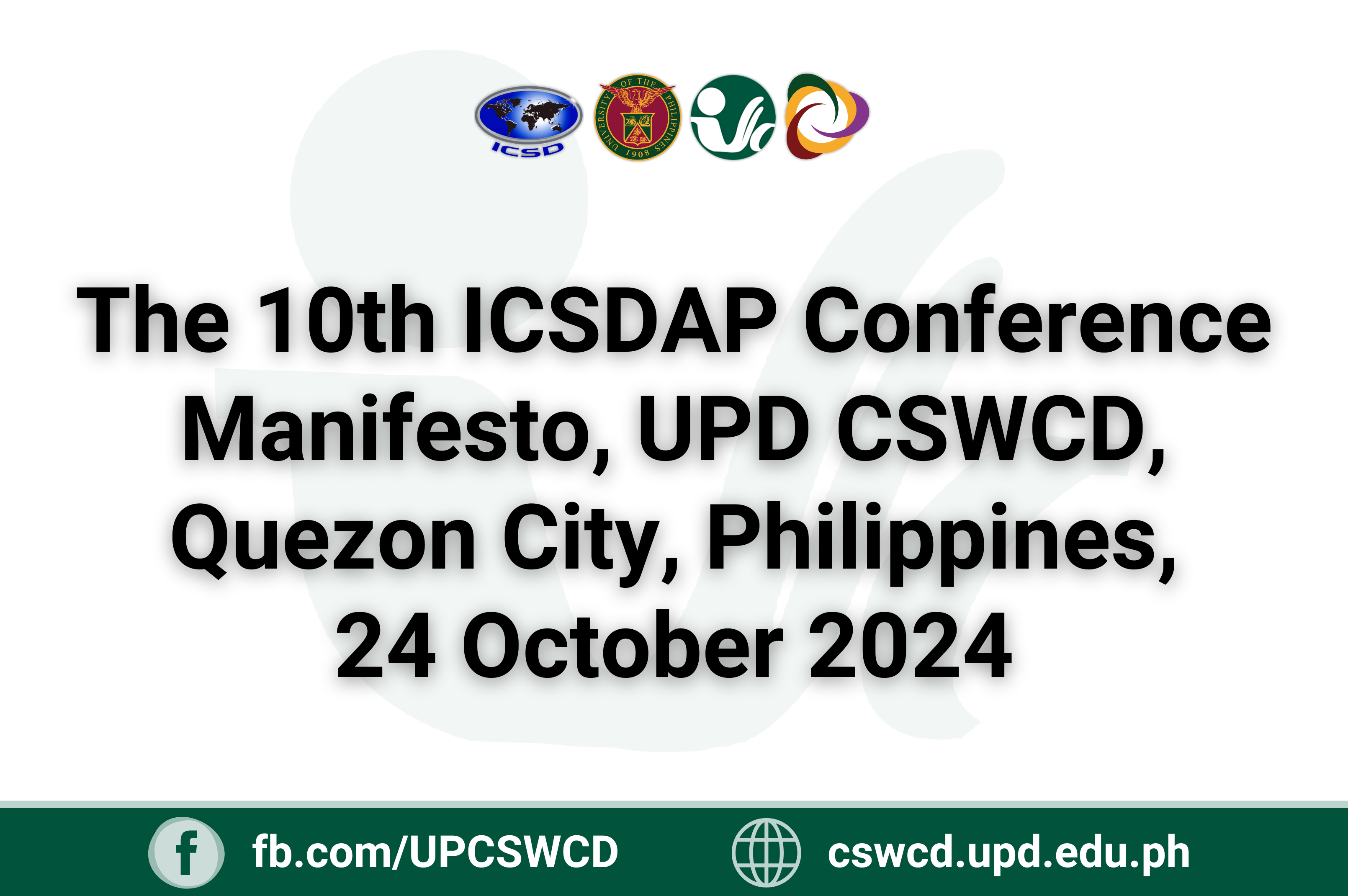 The 10th ICSDAP Conference Manifesto, UPD CSWCD, Quezon City, Philippines, 24 October 2024